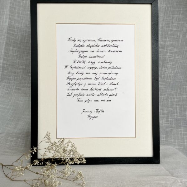 kaligrafowany plakat z twoim tekstem