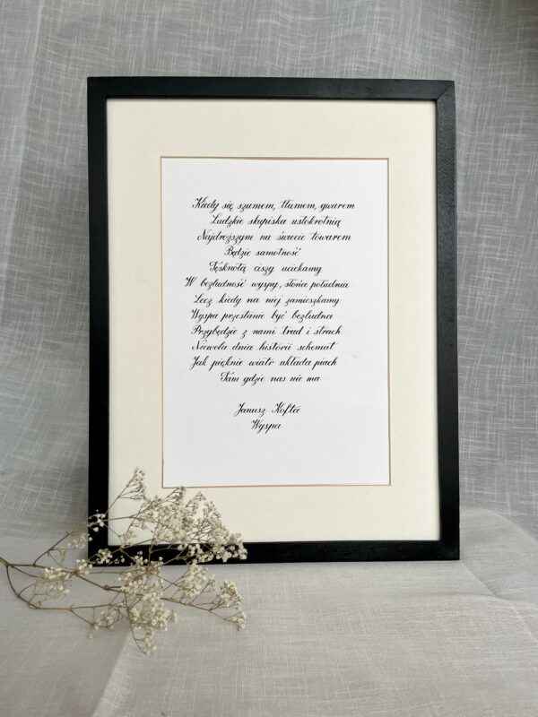 kaligrafowany plakat z twoim tekstem