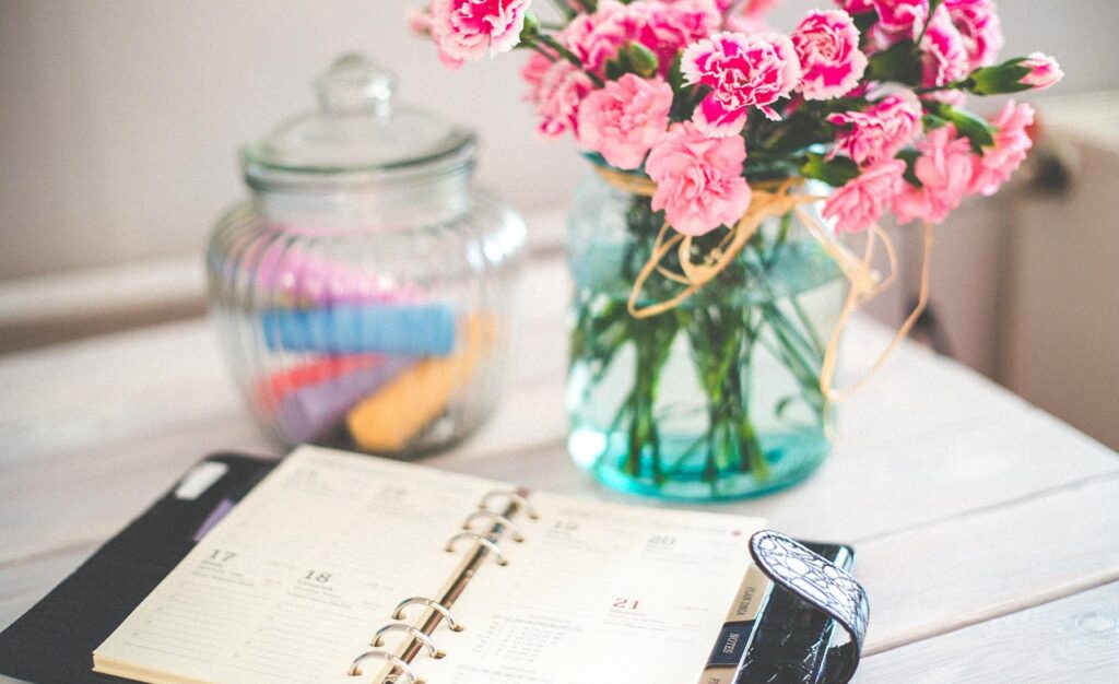 new year background, organizer, calendar, schedule, appointments, diary, notes, planner, still life, notebook, notepad, desk, open