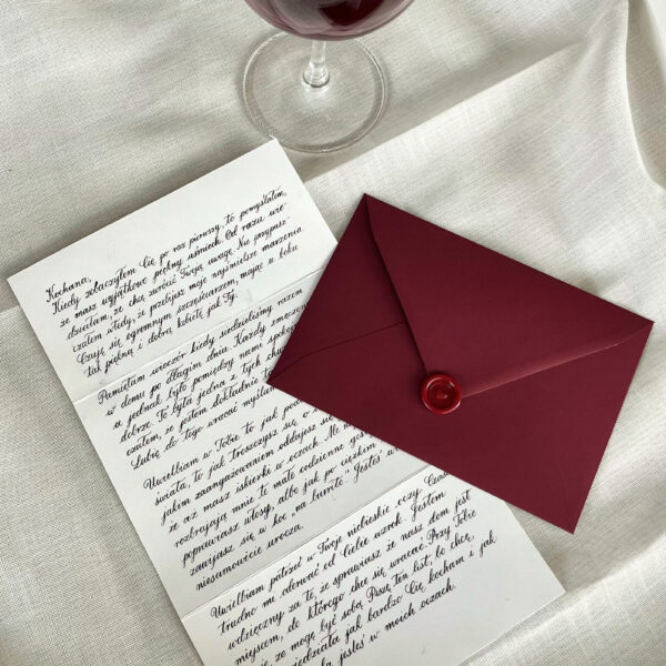 list miłosny kaligrafowany na zamówienie