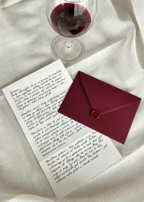 list miłosny kaligrafowany na zamówienie